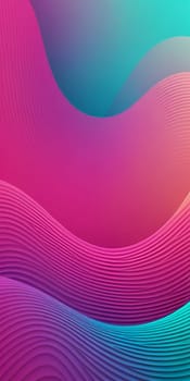A gradient wallpaper with Ribbed shapes using fuchsia and turquoise colors. Generative AI.