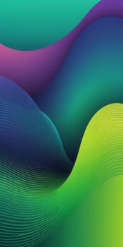 A gradient wallpaper with Waveform shapes using green and mediumorchid colors. Generative AI.
