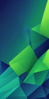 A gradient wallpaper with Polygonal shapes using green and darkblue colors. Generative AI.