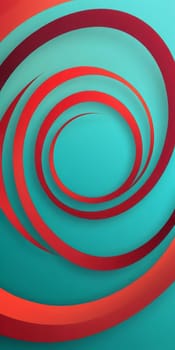 A gradient wallpaper with Annular shapes using aqua and red colors. Generative AI.