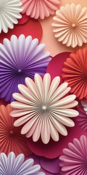 A gradient wallpaper with Rosette shapes using white and palevioletred colors. Generative AI.