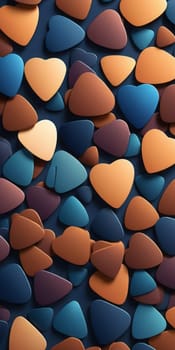 A gradient wallpaper with Plectrum shapes using navy and chocolate colors. Generative AI.