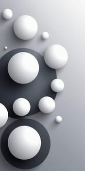 A gradient wallpaper with Spherical shapes using white and darkgrey colors. Generative AI.