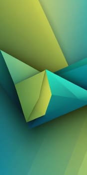 A gradient wallpaper with Folded shapes using olive and cyan colors. Generative AI.