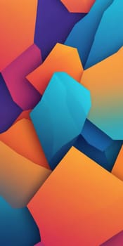 A gradient wallpaper with Irregular shapes using orange and azure colors. Generative AI.