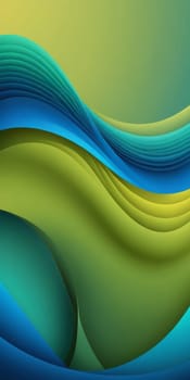 A gradient wallpaper with Waved shapes using olive and azure colors. Generative AI.