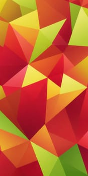 A gradient wallpaper with Crystalline shapes using red and chartreuse colors. Generative AI.