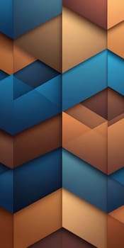 A gradient wallpaper with Gabled shapes using blue and saddlebrown colors. Generative AI.