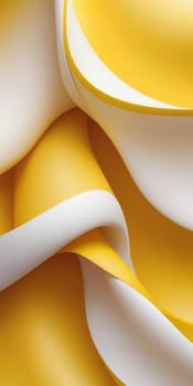 A gradient wallpaper with Twisted shapes using white and yellow colors. Generative AI.