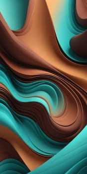 A gradient wallpaper with Sculpted shapes using aqua and chocolate colors. Generative AI.