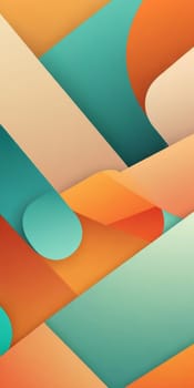 A gradient wallpaper with Patched shapes using orange and mintcream colors. Generative AI.