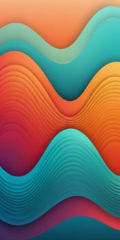 A gradient wallpaper with Waveform shapes using aqua and orangered colors. Generative AI.