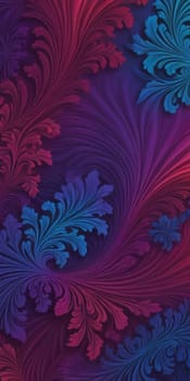 A gradient wallpaper with Fractal shapes using maroon and blueviolet colors. Generative AI.