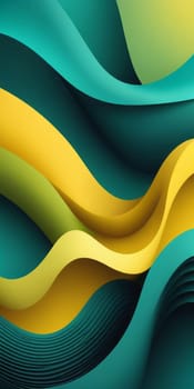 A gradient wallpaper with Waved shapes using yellow and darkseagreen colors. Generative AI.