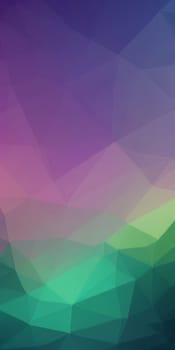 A gradient wallpaper with Polygonal shapes using purple and forestgreen colors. Generative AI.