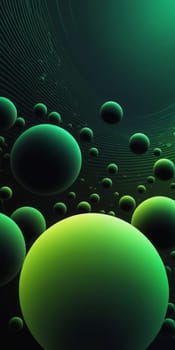 A gradient wallpaper with Spherical shapes using black and darkolivegreen colors. Generative AI.