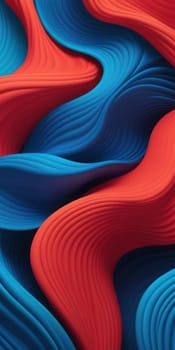 A gradient wallpaper with Twisted shapes using red and dodgerblue colors. Generative AI.