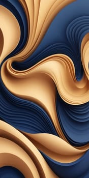 An artwork with Swirled shapes using navy and burlywood gradient colors. Generative AI.