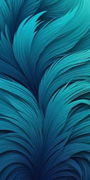 An artwork with Feathered shapes using blue and teal gradient colors. Generative AI.