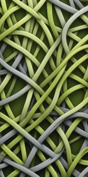 An artwork with Knotted shapes using olive and gray gradient colors. Generative AI.