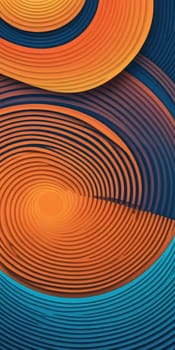 An artwork with Concentric shapes using orange and cadetblue gradient colors. Generative AI.