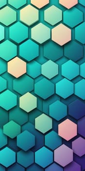An artwork with Hexagonal shapes using teal and paleturquoise gradient colors. Generative AI.