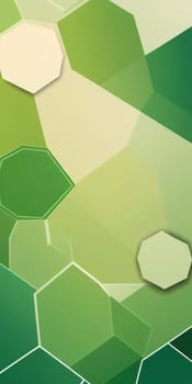 An artwork with Octagonal shapes using green and ivory gradient colors. Generative AI.
