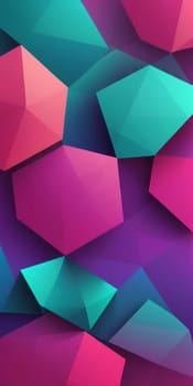 An artwork with Pentagonal shapes using fuchsia and paleturquoise gradient colors. Generative AI.