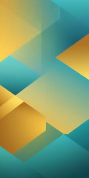 An artwork with Geometric shapes using aqua and palegoldenrod gradient colors. Generative AI.