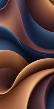 An artwork with Curvilinear shapes using navy and chocolate gradient colors. Generative AI.