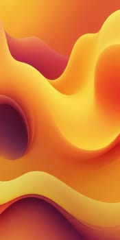An artwork with Amorphous shapes using yellow and orange gradient colors. Generative AI.