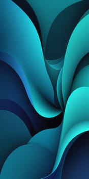 An artwork with Meander shapes using teal and darkslateblue gradient colors. Generative AI.