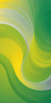 An artwork with Swirled shapes using silver and greenyellow gradient colors. Generative AI.