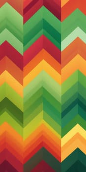 An artwork with Chevron shapes using green and firebrick gradient colors. Generative AI.