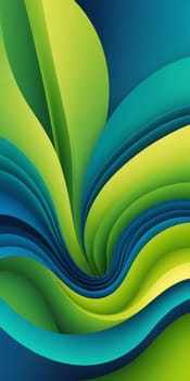 An artwork with Meander shapes using lime and cadetblue gradient colors. Generative AI.