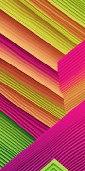 An artwork with Corrugated shapes using fuchsia and limegreen gradient colors. Generative AI.