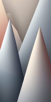 An artwork with Conical shapes using gray and peru gradient colors. Generative AI.