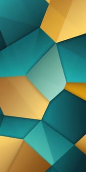 An artwork with Pentagonal shapes using teal and goldenrod gradient colors. Generative AI.