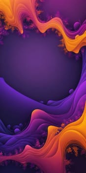 An artwork with Fractal shapes using purple and darkorange gradient colors. Generative AI.