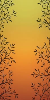 An artwork with Branched shapes using olive and darkorange gradient colors. Generative AI.