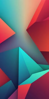 An artwork with Angular shapes using red and aqua gradient colors. Generative AI.