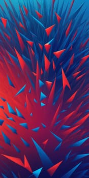 An artwork with Spiked shapes using red and mediumslateblue gradient colors. Generative AI.