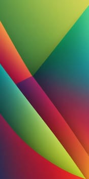 An artwork with Conical shapes using green and red gradient colors. Generative AI.