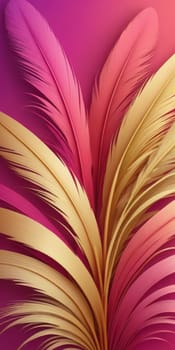 An artwork with Feathered shapes using fuchsia and wheat gradient colors. Generative AI.