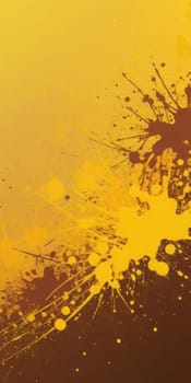 An artwork with Splattered shapes using yellow and saddlebrown gradient colors. Generative AI.