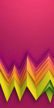 An artwork with Serrated shapes using fuchsia and greenyellow gradient colors. Generative AI.