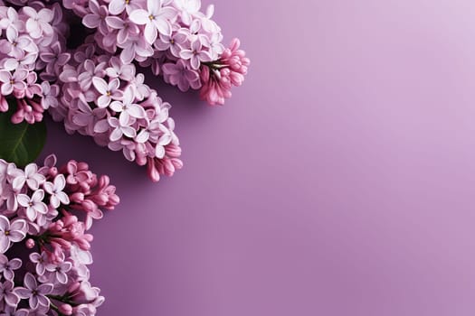 Spring background with a lilac branch on the left and space for text.