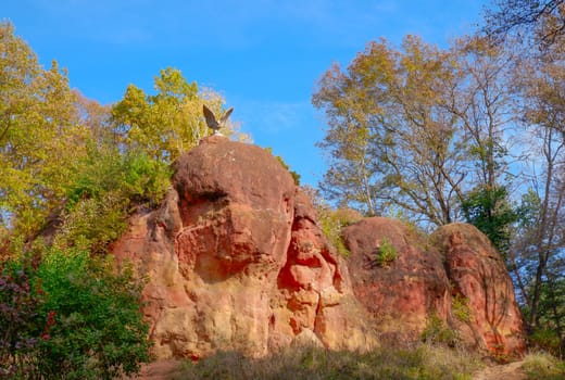 Red stones in Kislovodsk National Park in Kislovodsk city, Russia