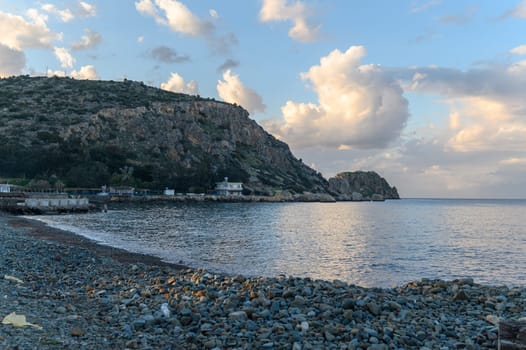 Mediterranean bay and mountains in Cyprus in winter 1