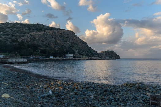 Mediterranean bay and mountains in Cyprus in winter
